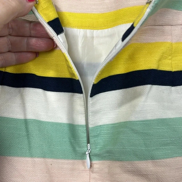Loft Womens Mini Skirt 10 Multi Color Stripe Lined Back Zip Pink Blue Yellow EUC - Picture 5 of 9